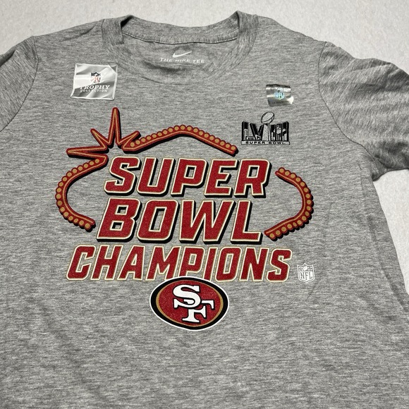 Nike Tops - Nike Tee Gray NFL Trophy San Francisco 49ers Super Bowl LVIII Champions Women S